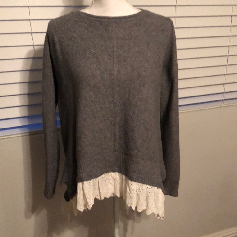 Sweater with faux undershirt